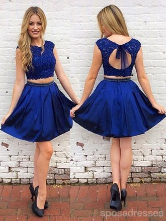 Dos piezas Royal Blue Back Back Short Vestidos de regreso a casa baratos en línea, CM736