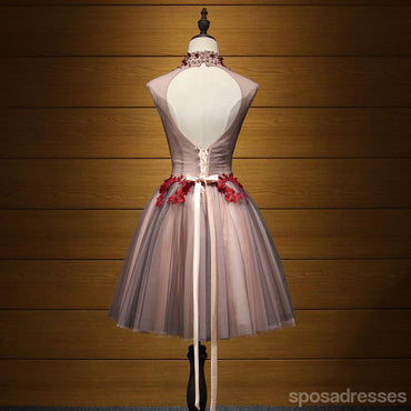 Υψηλή λαιμόκοψη ανοιχτή δαντέλα Φτηνά κοντά φορέματα επιστροφής σε απευθείας σύνδεση, CM689