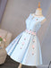 V Neck Simple Blue Φτηνά Κοντά Φορέματα Επιστροφής Online, CM669