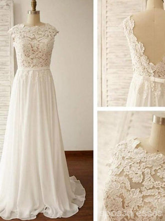 Atractivo sin espalda ver vestidos de la boda de la boda de la playa de la manga de la gorra del cordón Thourgh, WD283