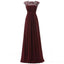 Open Back See Through Burgundy Lace Cheap Long Bridesmaid Dresses, WG295