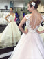 Encaje Cap mangas ver a través de la falda de organza Una línea de vestidos de novia en línea, WD367