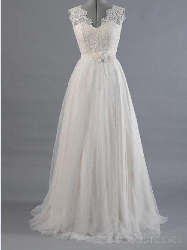 Melhor Venda de Vista V-Costas Lace Top Design Simples Festa de Casamento Vestidos, WD0036