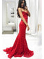 Sexy Red Lace Mermaid Long Evening Prom Dresses, Cheap Custom Sweet 16 φορέματα, 18501