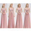 Lace Blush cor-de-Rosa de Piso Comprimento sem correspondência Chiffon Vestidos de Dama de honra Online, WG543