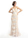 Spaghetti Straps Lace Mermaid Champagne Cheap Long Evening Prom Robes, Robes de bal soirée, 12149