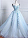 Sweetheart Pale Blue Lace Beaded Cheap Long Evening Prom Dresses, Cheap Sweet 16 robes, 18373