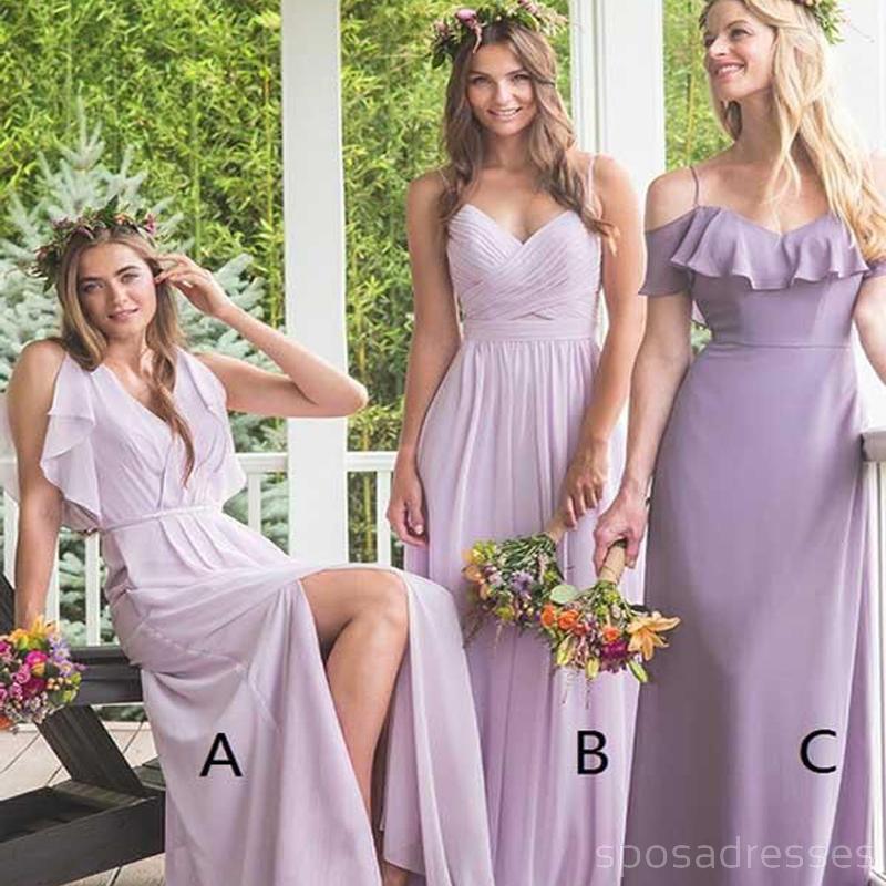 Lilac Chiffon Mismatched Cheap Long Bridesmaid Dresses Online, WG296