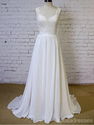 Sexy Backless Lace Cap Sleeves Vestidos de novia de playa baratos en línea, WD389