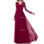 Μακρύ Μανίκι Δαντελλών Σκούρο Κόκκινο Συνήθειας Μακριά Φορέματα Παράνυμφων, Φθηνή Μοναδικό Σιφόν Παράνυμφος Μακρύ Φόρεμα, BD116