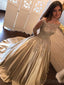 Off ώμου Μακρύ μανίκι χρυσό Beaded μια γραμμή Sparkly Βραδινά Prom Φορέματα, 17159