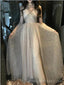 Μακριά μανίκια Sparkly Tulle Μακρά βραδινά φορέματα Prom, Φθηνά Custom Sweet 16 φορέματα, 18568