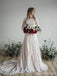 Vestidos de novia de una línea de encaje de manga larga modestos en línea, vestidos de novia de playa baratos, WD479