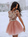 Μακρυμάνικα Beaded Ροδάκινο Homecoming Φορέματα Online, Φθηνά Κοντά Φορέματα Prom, CM749
