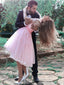 Μακρυμάνικο Ροζ Δαντέλα Κοντά Φτηνά Homecoming Φορέματα Online, CM585