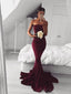 Strapless Maroon Mermaid Abend Prom Dresses, Long Simple Party Prom Dresses, 17123