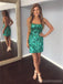 Emermald Green Sequin Κοντά Φτηνά Homecoming Φορέματα Online, CM830
