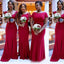 Simple de color de Rosa no coinciden Sirena Larga Barato Vestidos de Dama de honor en Línea, WG312