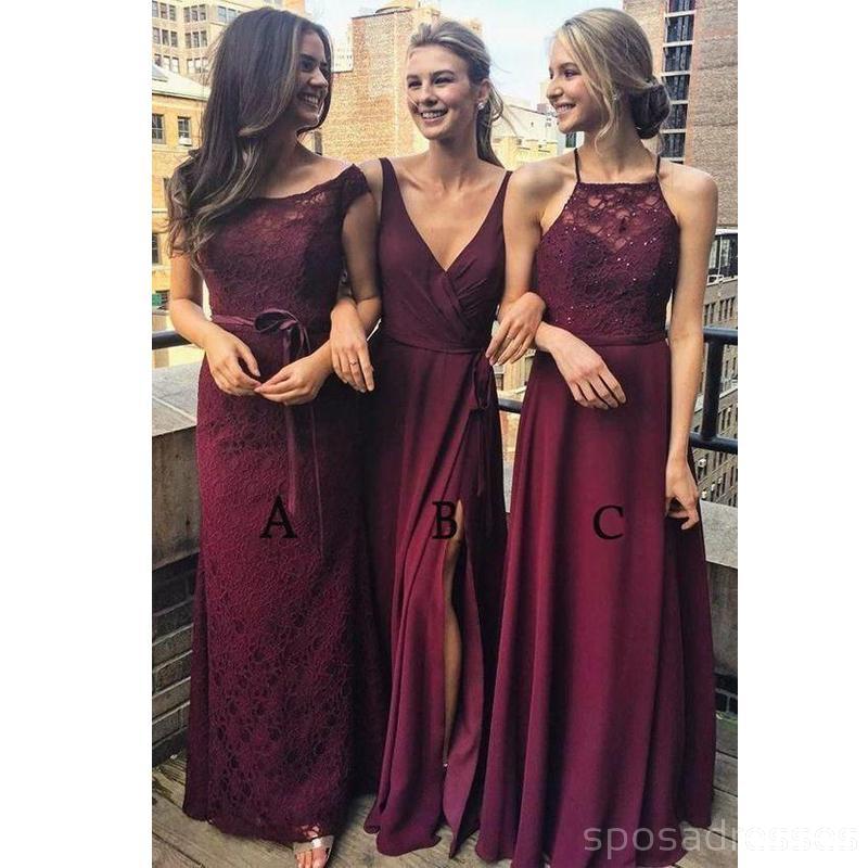Vermelho escuro Mimsatched baratos longos dama de honra vestidos on-line, WG203