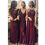 Vermelho escuro Mimsatched baratos longos dama de honra vestidos on-line, WG203