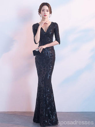 Querida pescoço ouro lantejoulas uma linha barato longo Evening Prom Dresses, Evening Party Prom Dresses, 12350