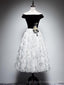 Off Shoulder Noir et Blanc Plume Robes de retour bon marché en ligne, robes de bal court bon marché, CM757