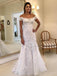 Off shoulder Encaje sirena largos vestidos de novia en línea, vestidos de novia baratos, WD548