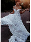Robes de mariée A-ligne en dentelle à épaules dénudées en ligne, Robes de mariée uniques à bas prix, WD597
