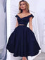 Δύο Κομμάτια Από τον Ώμο Ναυτικό Μπλε Homecoming Prom Φορέματα, Φτηνές Φορέματα Homecoming, CM358