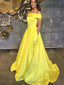 Off Shoulder Yellow Cheap Long Evening Prom Dresses, Evening Party Prom Dresses, 12157