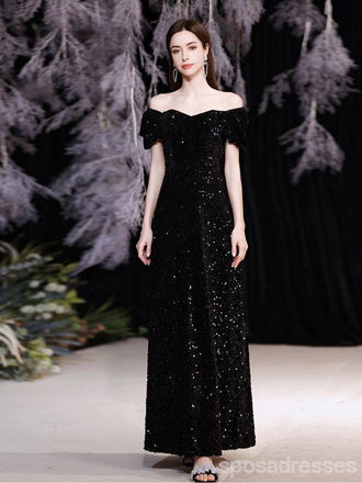Querida pescoço ouro lantejoulas uma linha barato longo Evening Prom Dresses, Evening Party Prom Dresses, 12350