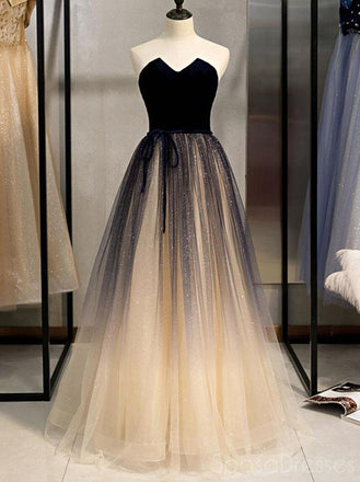 Sweetheart Ombre A-line Cheap Long Prom Dresses, Sweet 16 Prom Dresses, 12365