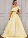 Ένας ώμος απλό κίτρινο φθηνό μακρύ βραδινό φορέματα Prom, βραδινά φορέματα Prom, 12155