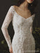 Vestidos de novia de sirena de encaje de manga larga con espalda abierta en línea, vestidos de novia baratos, WD631