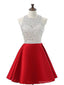 Φτηνές Halter σε μεγάλο Βαθμό διακοσμημένα με Χάντρες Χαριτωμένο Red Homecoming Φορέματα 2018, CM475