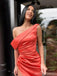 Mermaid Orange One Shoulder High Slit Cheap Long Prom Dresses Online,12679
