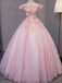Off Shoulder A-line Lace Cheap Evening Prom Dresses, Sweet 16 Dresses, 17490