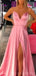 Σέξι Ροζ Πλευρά Σχισμή Φθηνά Μακρά Βραδινά Φορέματα Prom, η Φτηνή Συνήθεια Γλυκό 16 Φορέματα, 18504