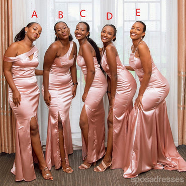 Mismatched Pink Mermaid Cheap Long Bridesmaid Dresses Online,WG1655