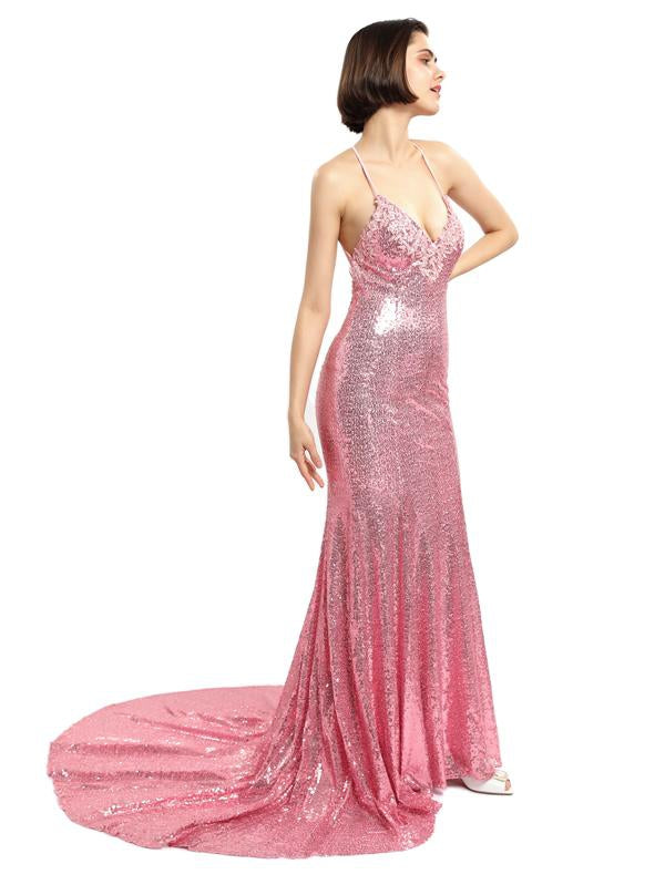 Paillette sexy longue sirène robes de bal d'étudiants de Sparkly, robes de bal d'étudiants du soir bon marché, PD0131