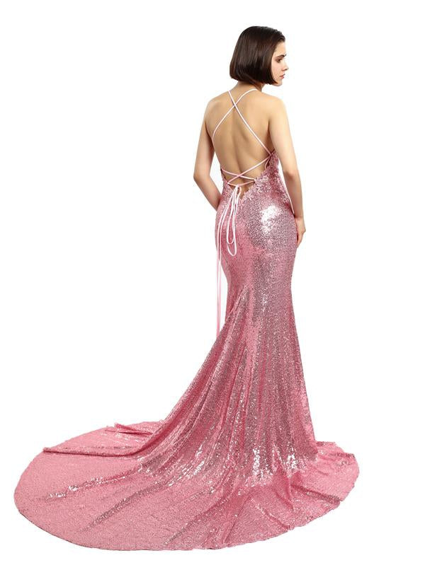Paillette sexy longue sirène robes de bal d'étudiants de Sparkly, robes de bal d'étudiants du soir bon marché, PD0131