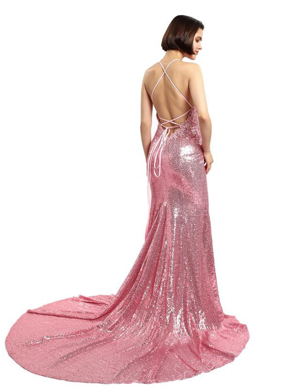 Paillette sexy longue sirène robes de bal d'étudiants de Sparkly, robes de bal d'étudiants du soir bon marché, PD0131