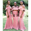 Elegant Pink Mermaid Off Shoulder Cheap Long Bridesmaid Dresses,WG1416