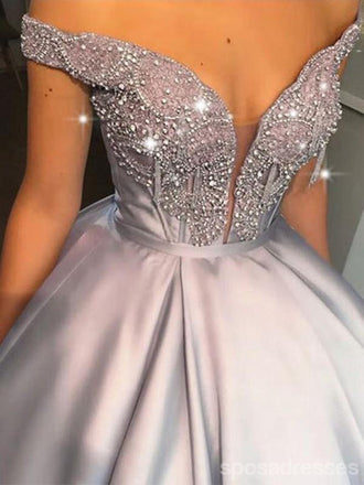 Querida pescoço ouro lantejoulas uma linha barato longo Evening Prom Dresses, Evening Party Prom Dresses, 12350