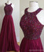 Simple Halter Burgundy Evening Prom Dresses, Custom Long Prom Dresses, Wedding Party Dresses,Long Bridesmaid Dress, PD0084