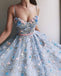 Σπαγγέτι Ιμάντες Δαντέλα Λουλούδι Μια γραμμή Μακρύ Βράδυ Φορέματα Prom, Φθηνή Γλυκό 16 Φορέματα, 18448