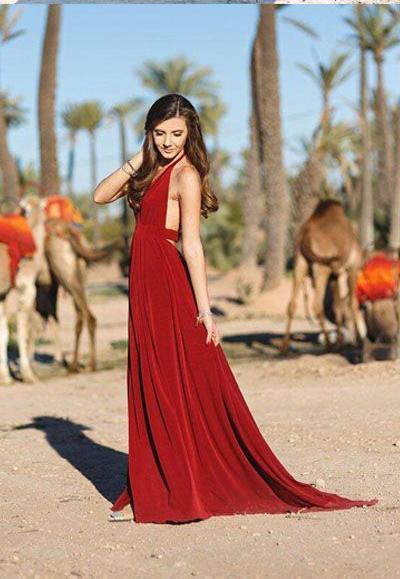Το 2018 Δημοφιλές Red V Neck Σχισμή Συνήθειας Μακρύ Βράδυ Φορέματα Prom, 17715