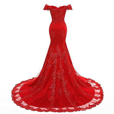 De los Hombros fuera de Oro de Encaje de Sirena de Noche Largos vestidos de fiesta, Vestidos 17671