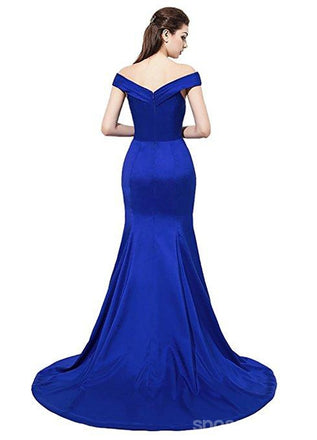 Popular Royal Blue Off Shoulder Mermaid Long Evening Prom Dresses, 17675