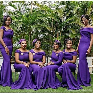 Purple Mermaid Off Shoulder Cheap Long Bridesmaid Dresses Online,WG1414
